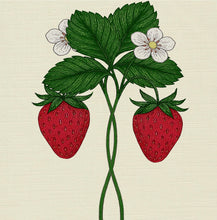 Load image into Gallery viewer, LUXURY LINEN FABRIC - STRAWBERRY ON CREAM - For linen add straight to the cart.