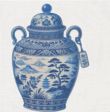 Load image into Gallery viewer, LUXURY LINEN FABRIC - BLUE AND WHITE URN