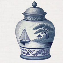 Load image into Gallery viewer, LUXURY LINEN FABRIC - BLUE AND WHITE URN