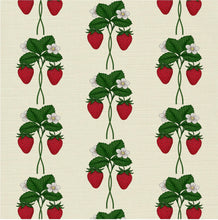 Load image into Gallery viewer, LUXURY LINEN FABRIC - STRAWBERRY ON CREAM - For linen add straight to the cart.
